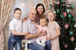 новогодняя фотосессия семья в розовом